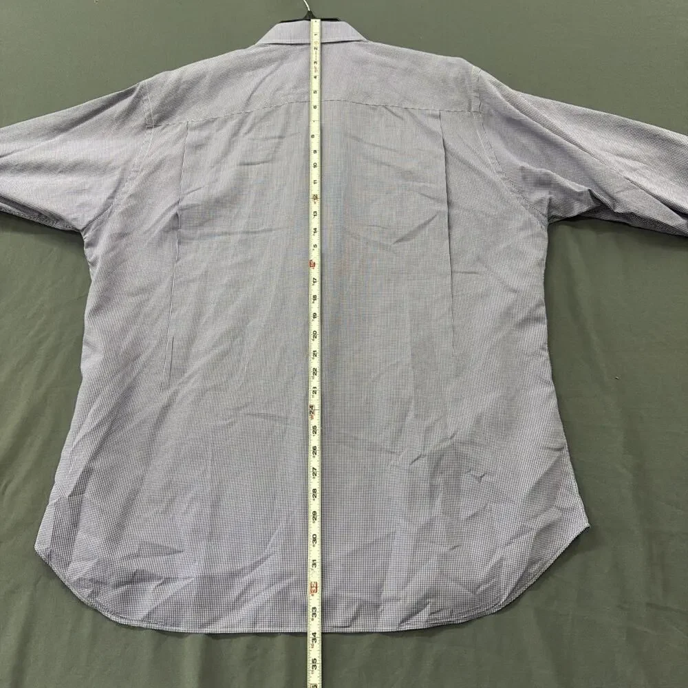 Robert Talbot Estate Mens Purple&White Gingham Check Dress Shirt USA